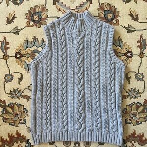 Minimalist Lands' End Heather Gray Cable Knit Sweater Tank